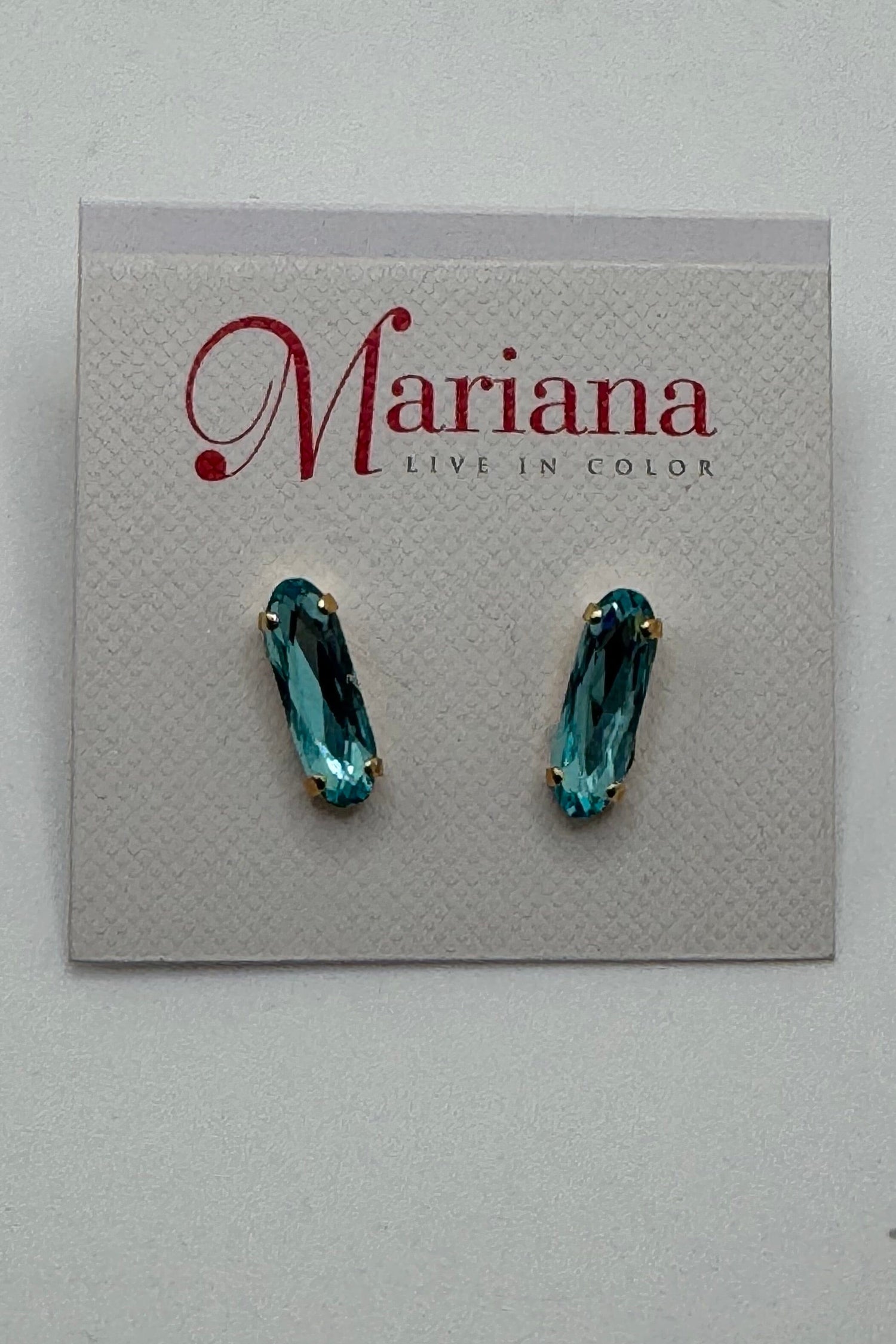 Long Oval Single Post Earring in &quot;Aquamarine&quot; BETTERBRANDJEWELRY Mariana 