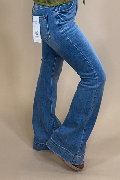 Tummy Control Comfort Waist High Rise Flare Jeans JEANS RISEN 