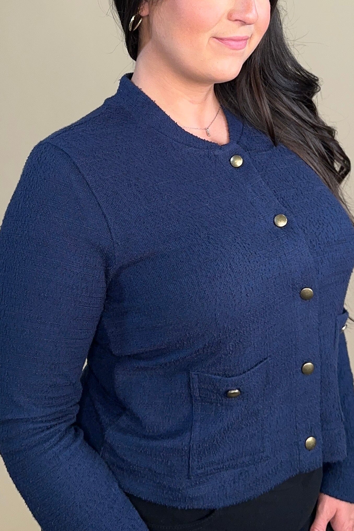 Textured Knit Bomber Jacket OUTFIT COMPLETER NIC+ZOE 
