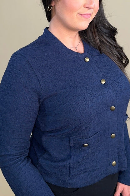 Textured Knit Bomber Jacket OUTFIT COMPLETER NIC+ZOE 