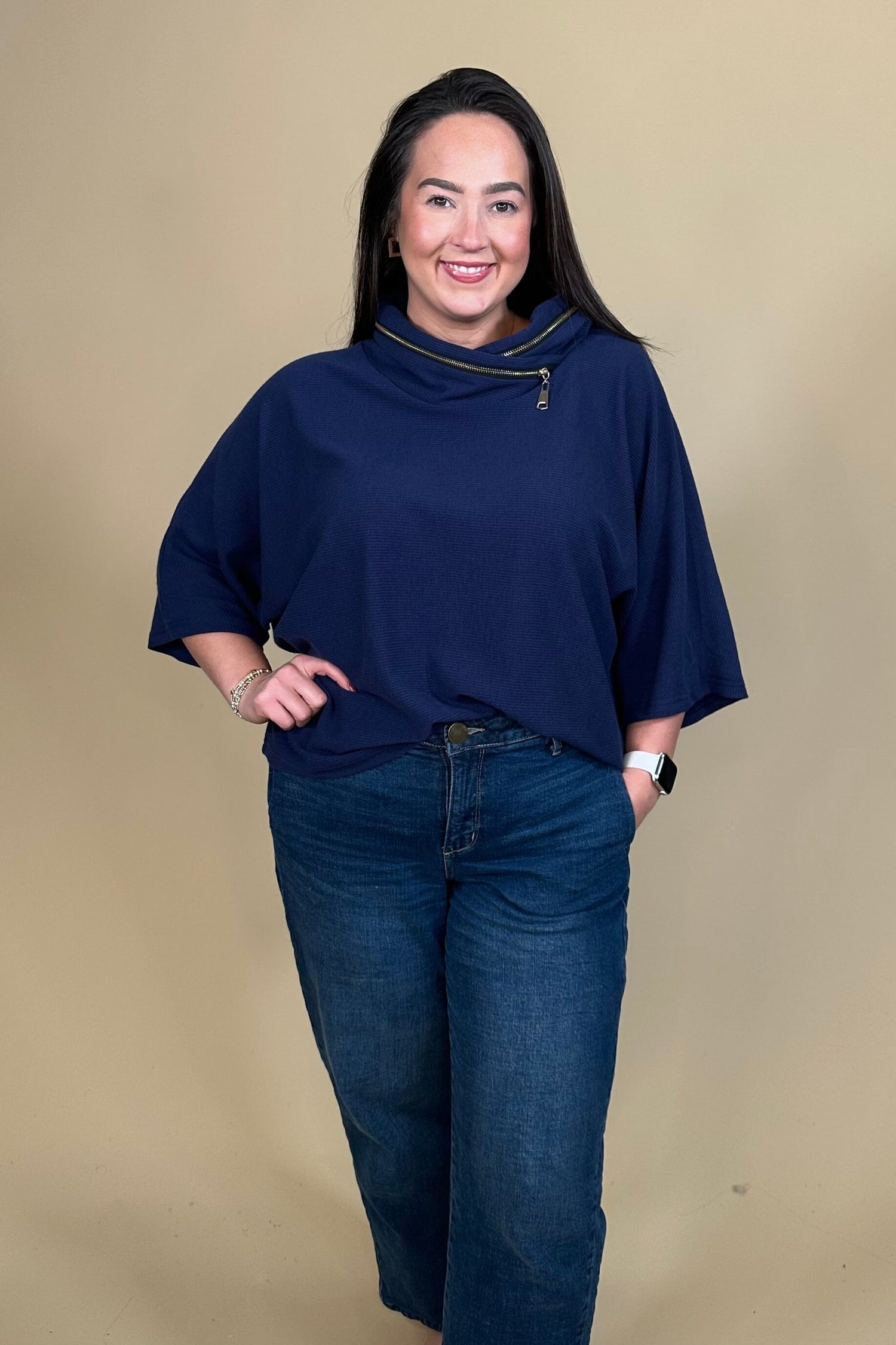 Zipper Cowl Neck Top MISSY TOP SPECIAL CREATION 