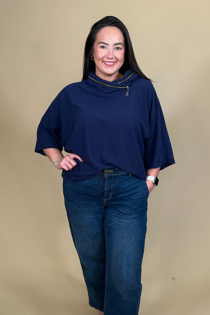 Zipper Cowl Neck Top MISSY TOP SPECIAL CREATION 