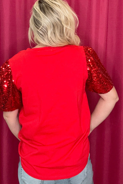 Festive Forest Top w/Sequin Sleeves JRTOP CASUAL TOP SOUTHERN GRACE 