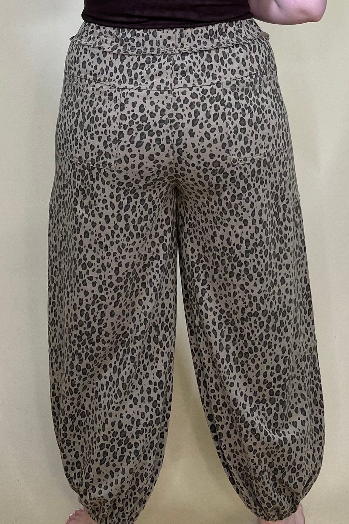 Leopard Printed Pull On Pant w/Drawstring BOTTOMS EASEL 