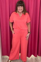 Pull On Wide Leg Crop Trouser BOTTOMS LIVERPOOL SUNSETCORAL XS 