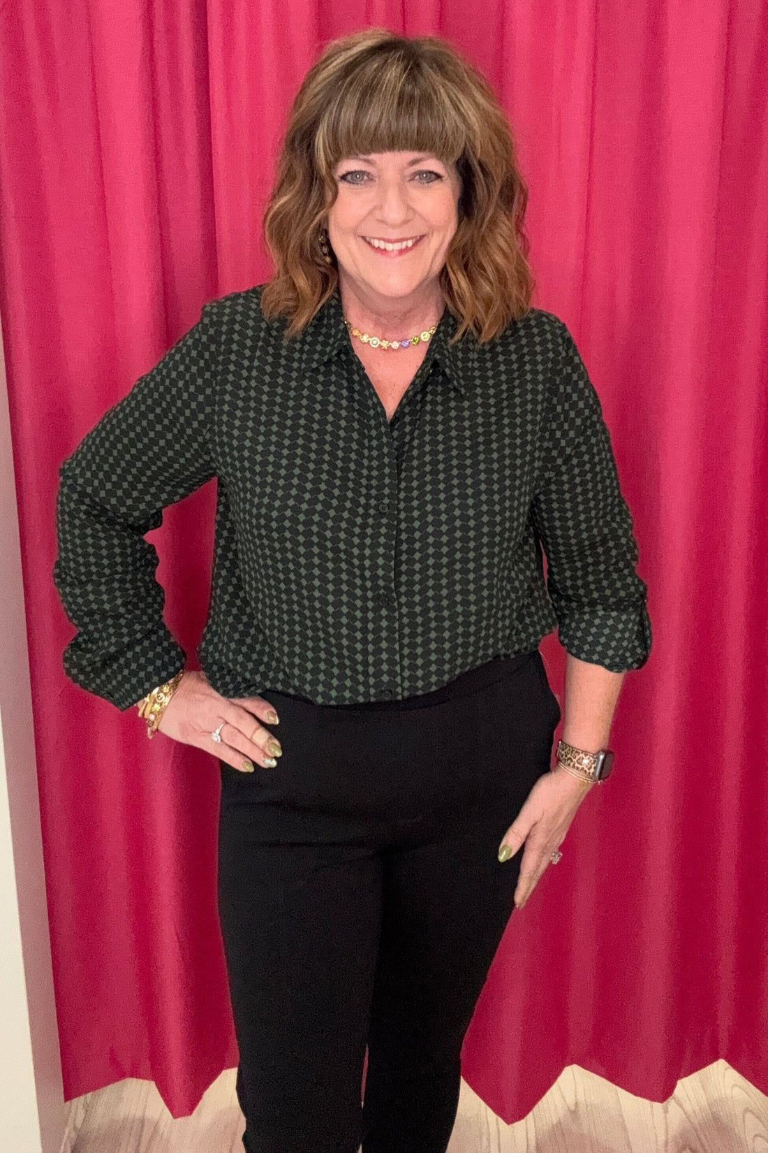 Long Sleeve Button Down Printed Top MISSY TOP SPECIAL ZAC &amp; RACHEL 
