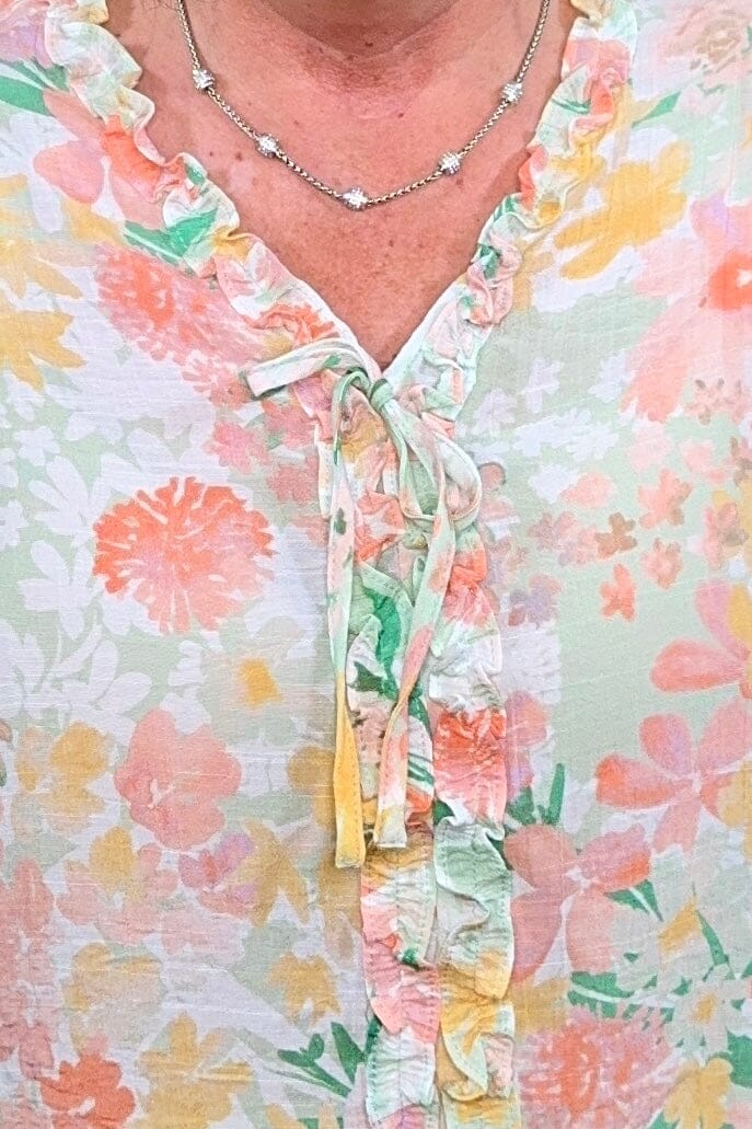 Printed Short Flutter Sleeve w/Ruffle Neck Line MISSY TOP SPECIAL ZAC &amp; RACHEL 