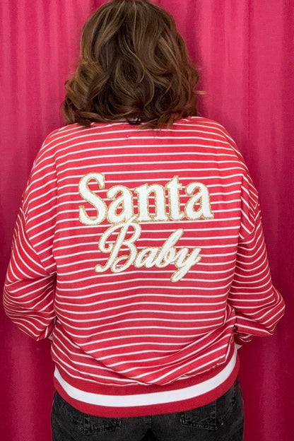 Long Sleeve Crew Neck w/Santa Patch MISSY BASIC KNIT SIMPLY SOUTHERN 