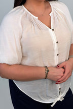Puff Sleeve Button Down w/Twist MISSY TOP SPECIAL ZAC & RACHEL 