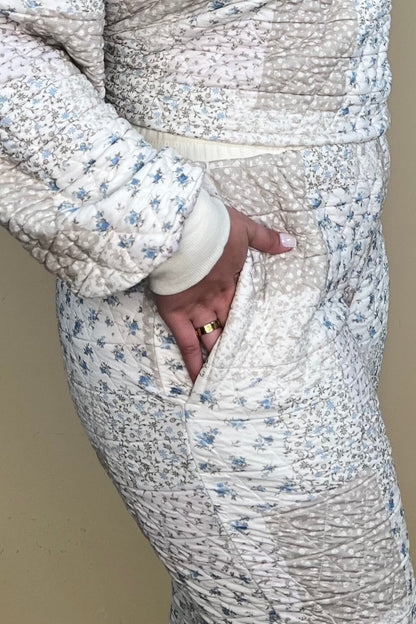 Floral Patchwork Quilted Pants BOTTOMS BLUPEPPER 