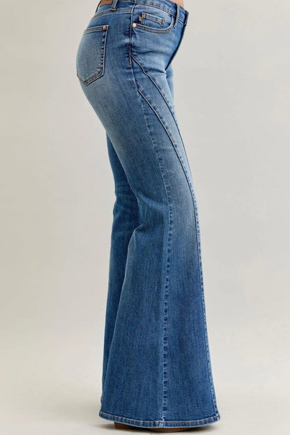 Mid-Rise New Flare Double Angular Seam JEANS JUDY BLUE 