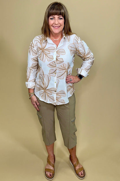 Pull On Cropped Capri Pant BOTTOMS CREATION 