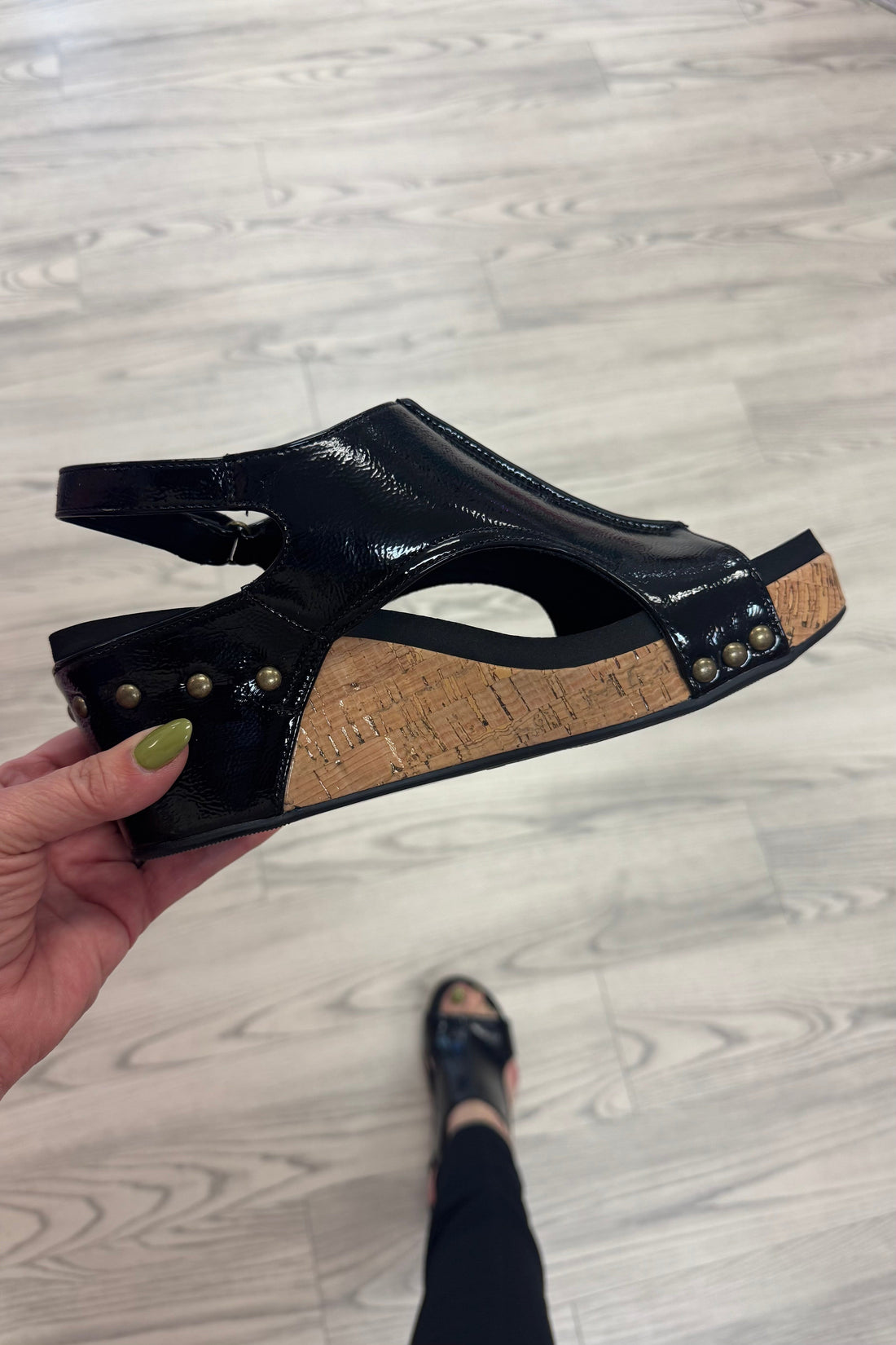 Carley Black Crinkle Patent SHOES CORKYS