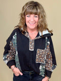 Long Sleeve Hoodie w/ Patchwork Floral & Camo JRTOP CASUAL TOP POL CLOTHING 