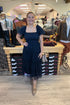 Soft Dot Smocked Layered Maxi Dress DRESS BLUPEPPER NVY S 