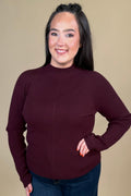 Long Sleeve Turtleneck Sweater - Dark Oxblood MISSY BASIC KNIT:~~Unassigned~~ LIVERPOOL 