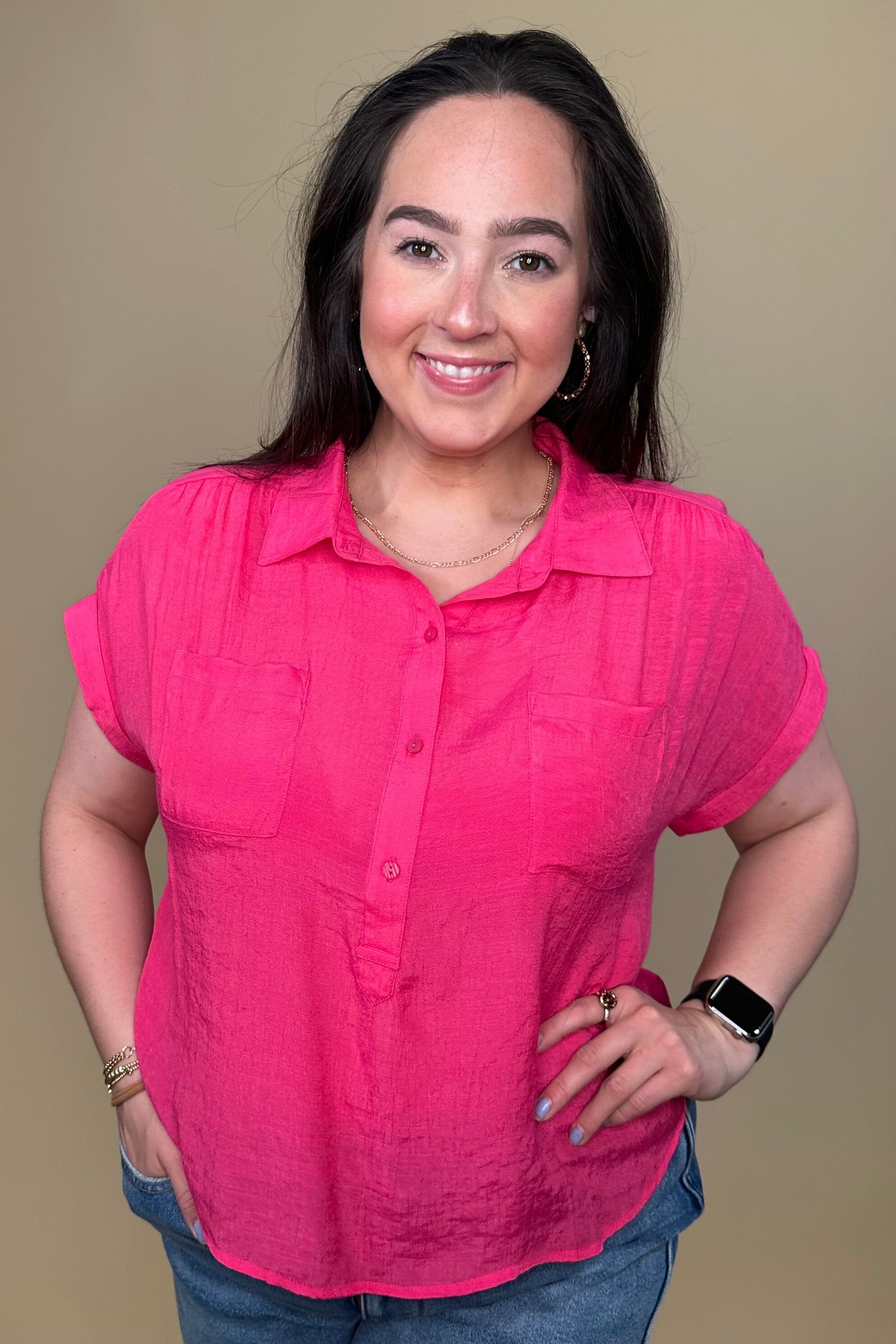 Short Sleeve Top w/Collar &amp; Pockets MISSY TOP SPECIAL ZAC &amp; RACHEL 