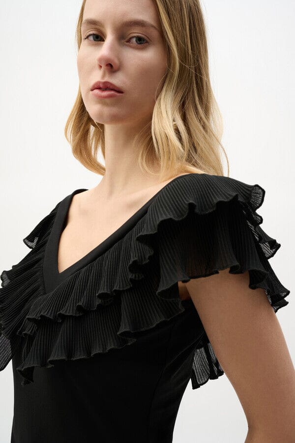 Sleeveless V-Neck Pleated Ruffle Top MISSY TOP SPECIAL JOSEPH RIBKOFF 