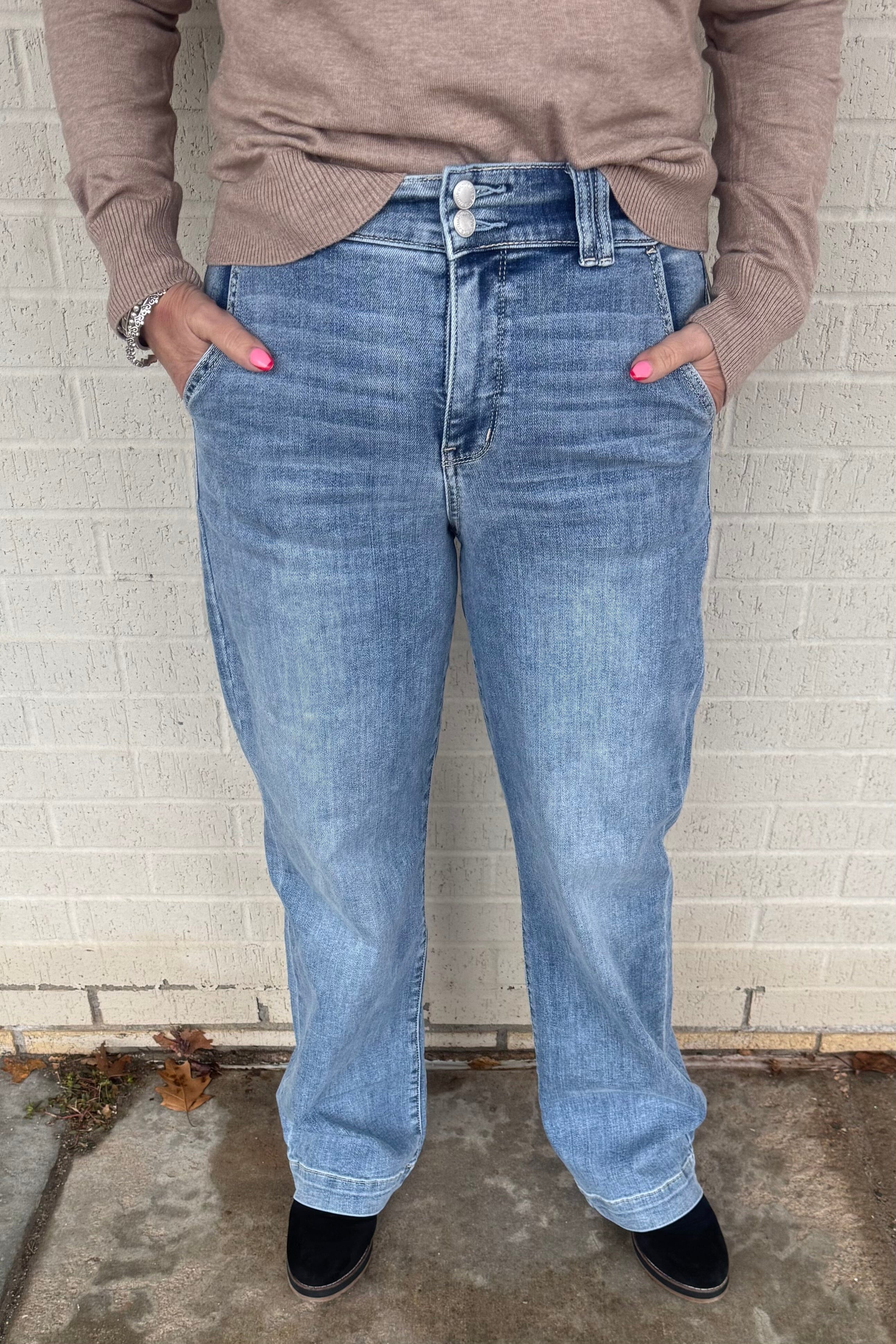 High Waist Trouser Wide Leg JEANS JUDY BLUE 