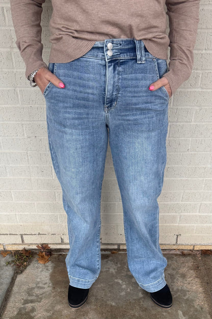 High Waist Trouser Wide Leg JEANS JUDY BLUE 