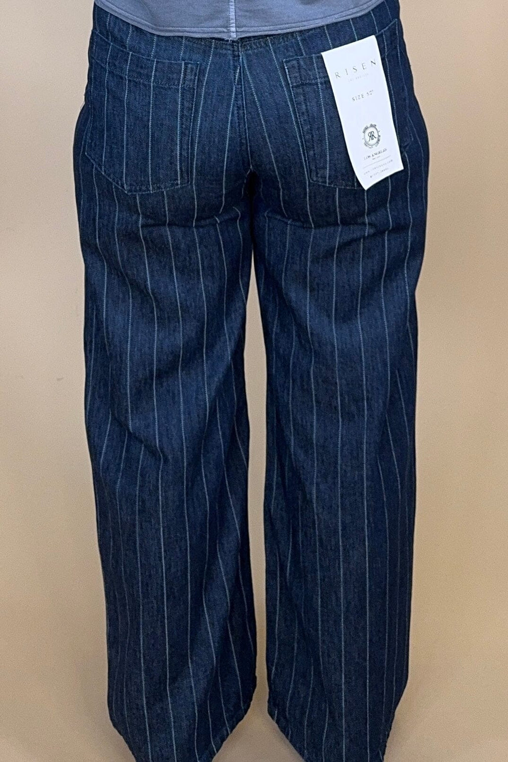 Pinstripe High Rise Wide Leg Jeans BOTTOMS RISEN 