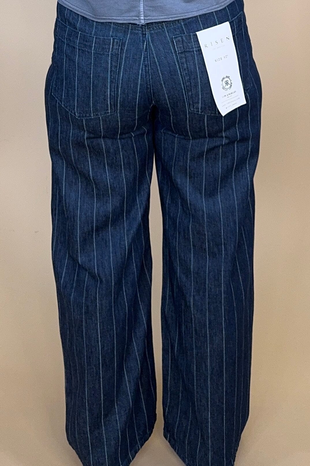 Pinstripe High Rise Wide Leg Jeans BOTTOMS RISEN 