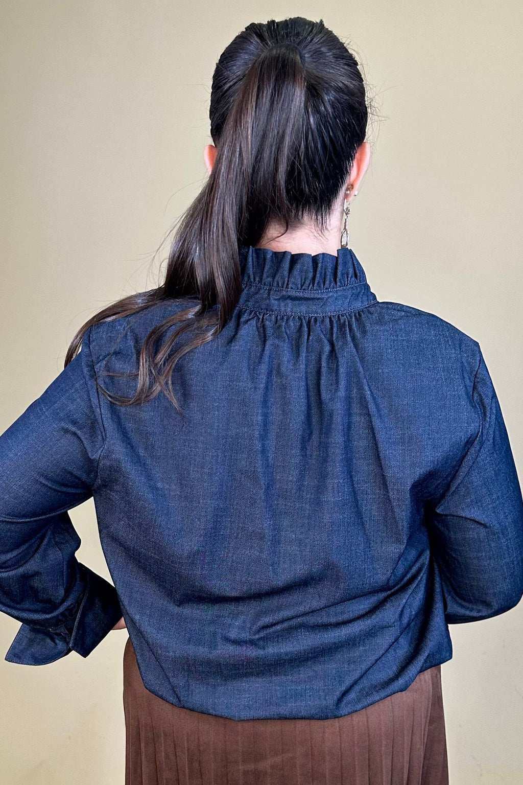 Long Sleeve Ruffle Neck Bubble Hem Top MISSY TOP SPECIAL:~~Unassigned~~ DEMOCRACY 