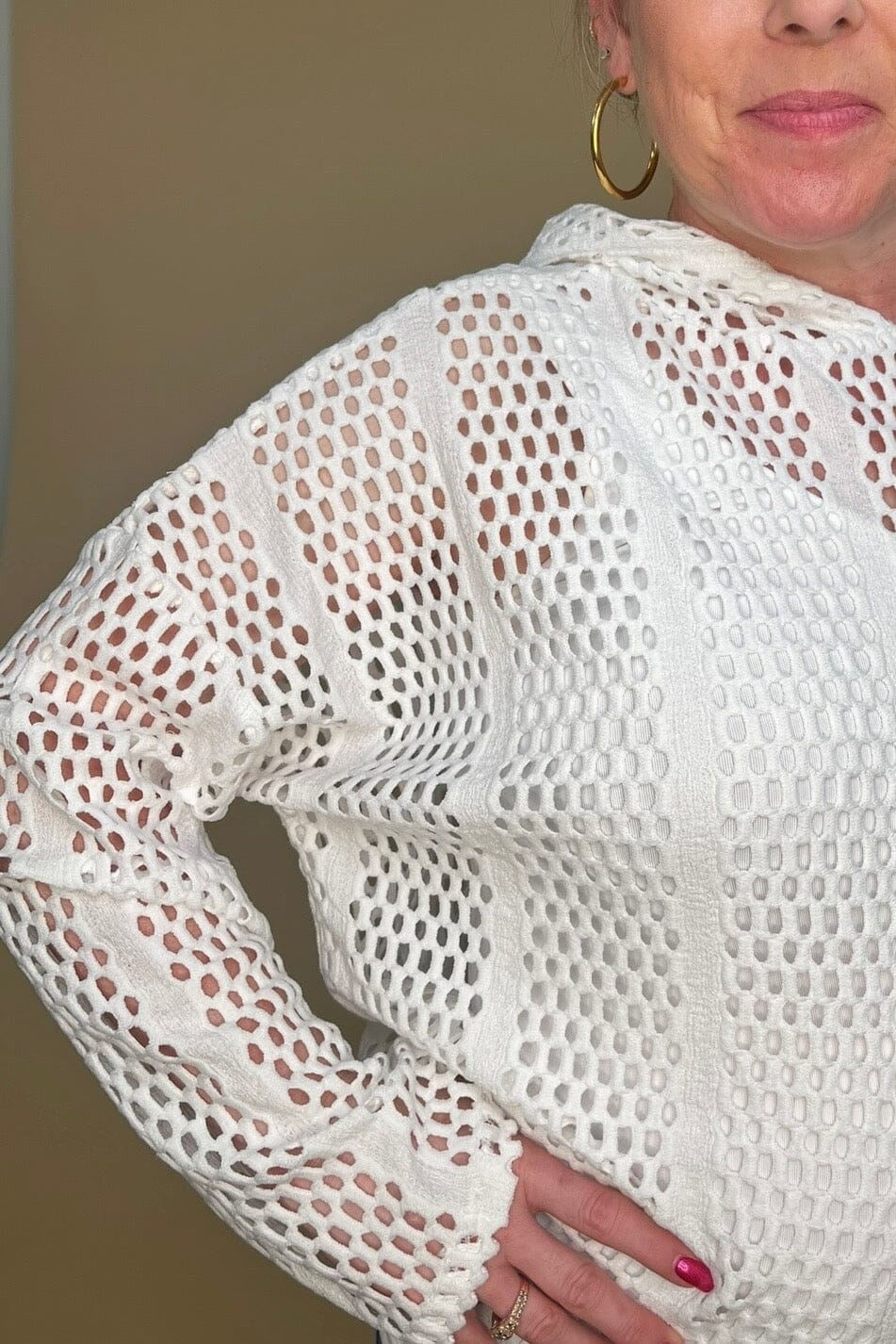 Long Sleeve Fishnet Hoodie MISSY TOP SPECIAL KEREN HART 