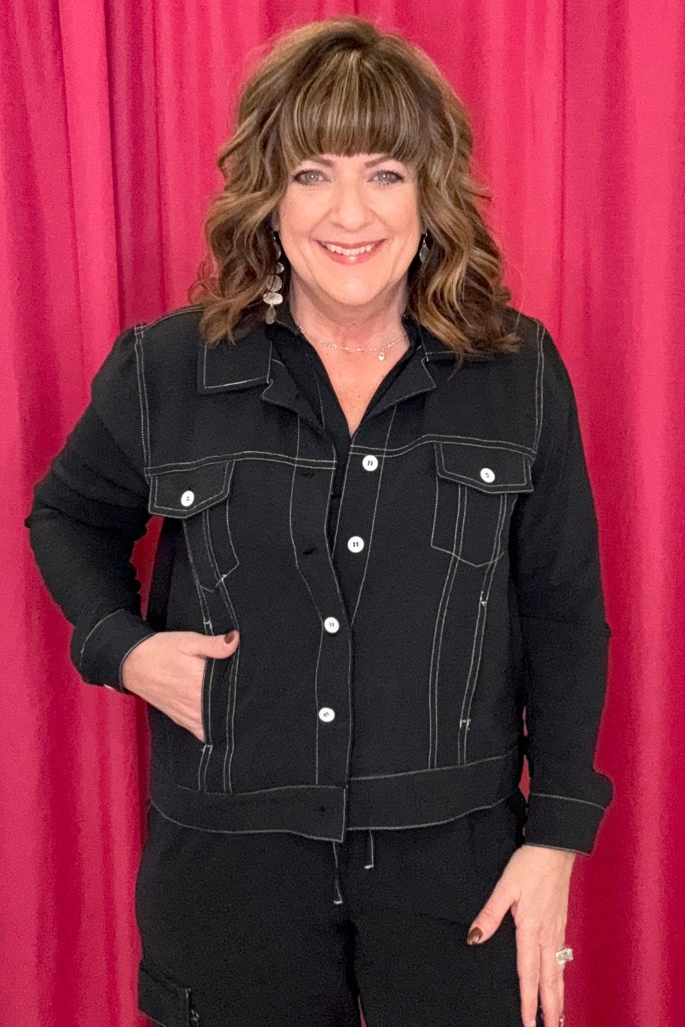 Button Down Jacket w/Pockets OUTFIT COMPLETER KEREN HART 