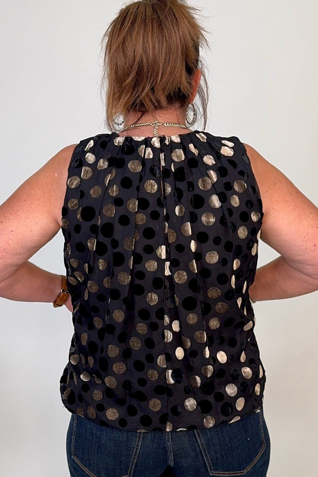 Sleeveless Polka Dot Velvet Top JR TOP DRESSY:~~Unassigned~~ UMGEE 