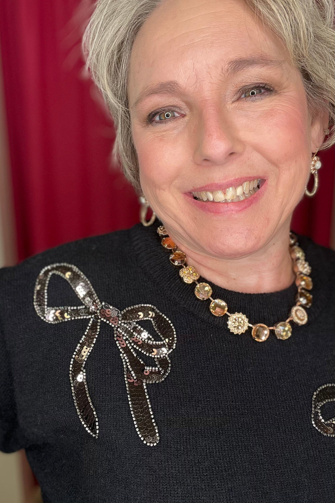 Long Sleeve Sequin Ribbon Sweater Top JR TOP DRESSY SHE&amp;SKY 