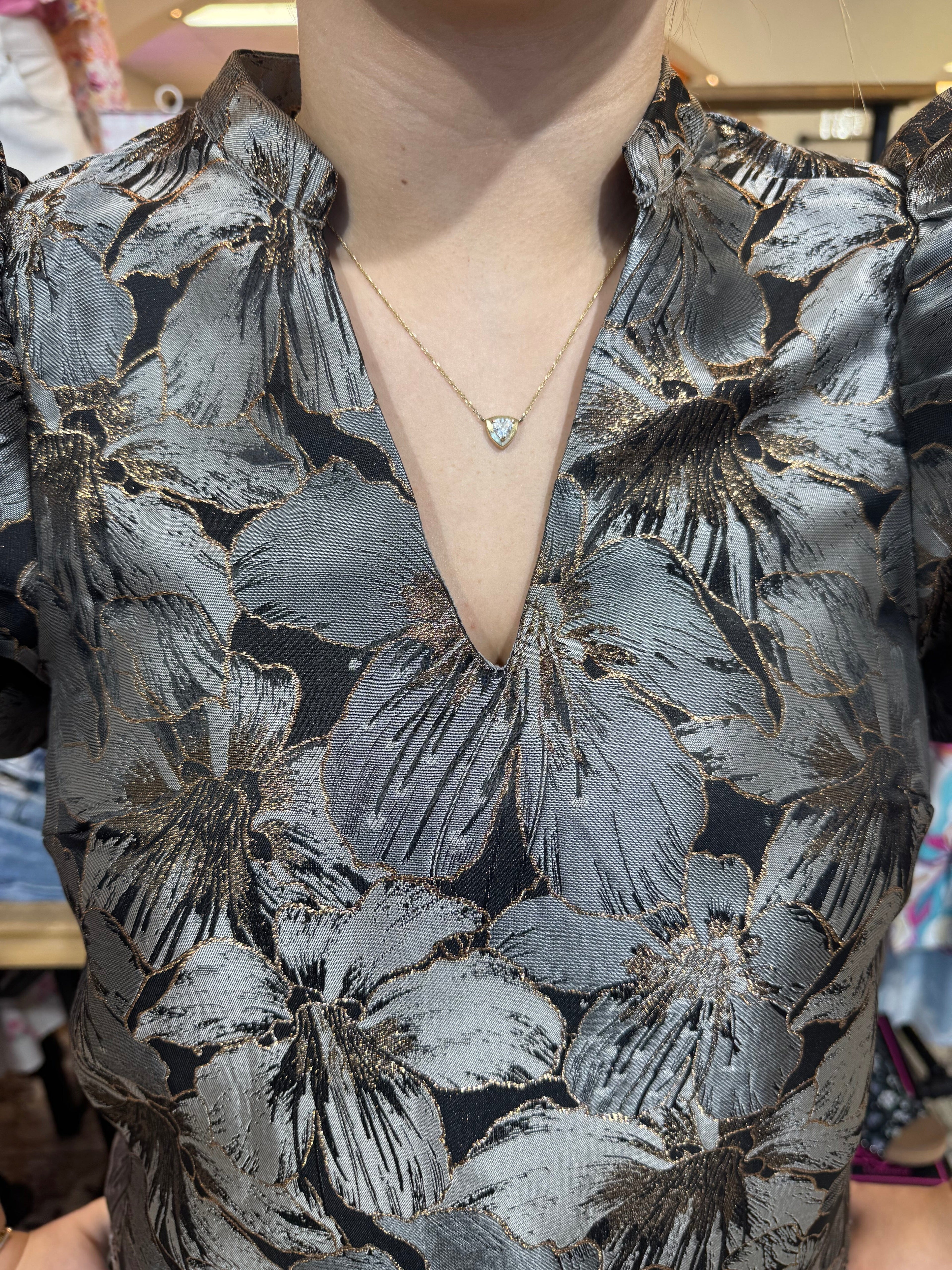 V-Neck Puff Sleeve Top JR TOP DRESSY GLAM 