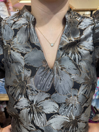 V-Neck Puff Sleeve Top JR TOP DRESSY GLAM 