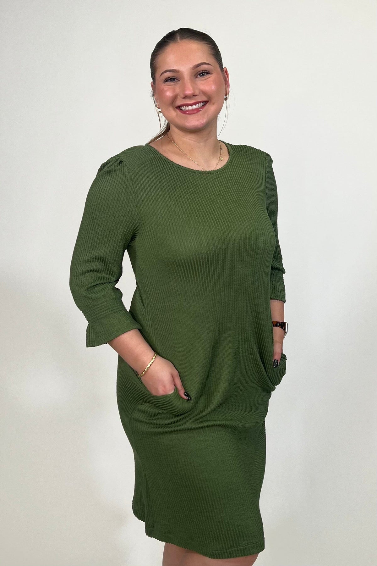 3/4 Sleeve Round Neck Dress DRESS:~~Unassigned~~ SOUTHERN LADY 