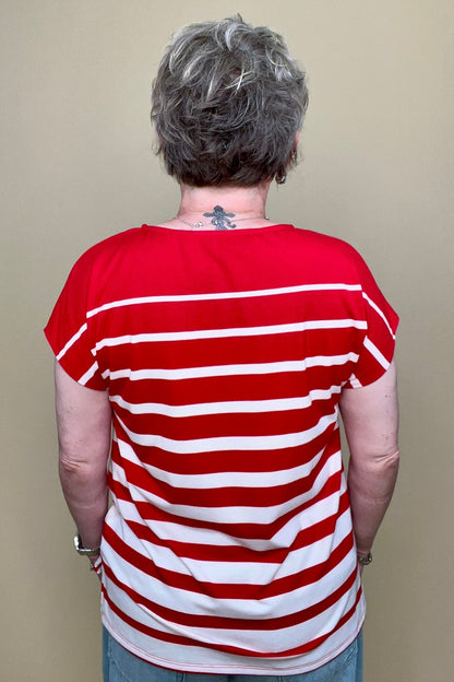 Cap Sleeve Striped Scoop Neck Top MISSY TOP SPECIAL SOUTHERN LADY 