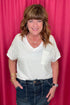 Short Sleeve V-Neck Top w/Ladder Tape MISSY TOP SPECIAL TRIBAL WHT XS 