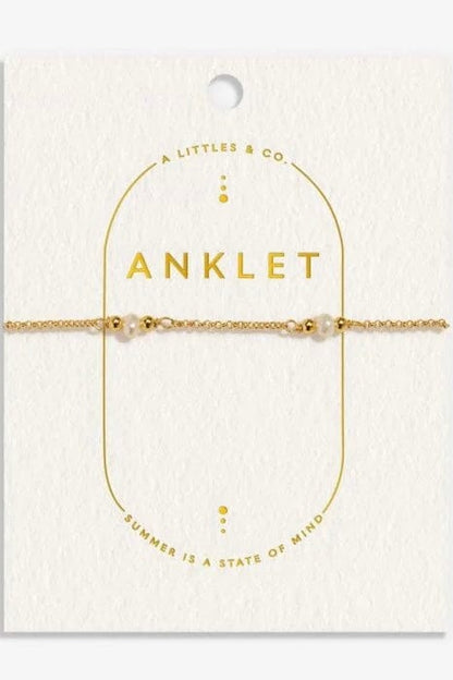 Pearl &amp; Gold-Tone Plated Anklet JEWELRY A LITTLES &amp; CO 