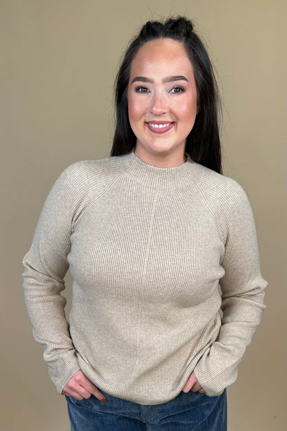 Long Sleeve Turtleneck Sweater - Khaki MISSY BASIC KNIT:~~Unassigned~~ LIVERPOOL 