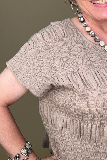 Boxy Cut Smocked Top JRTOP CASUAL TOP VERYJ 