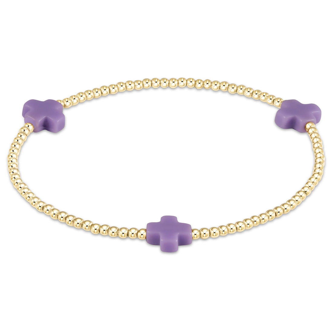 Enewton Signature Cross Gold Pattern 2mm Bead Bracelet- Purple