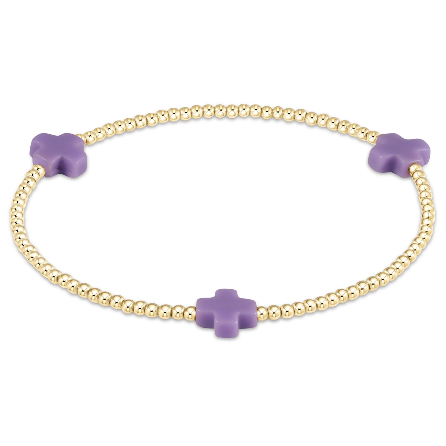 Enewton Signature Cross Gold Pattern 2mm Bead Bracelet- Purple