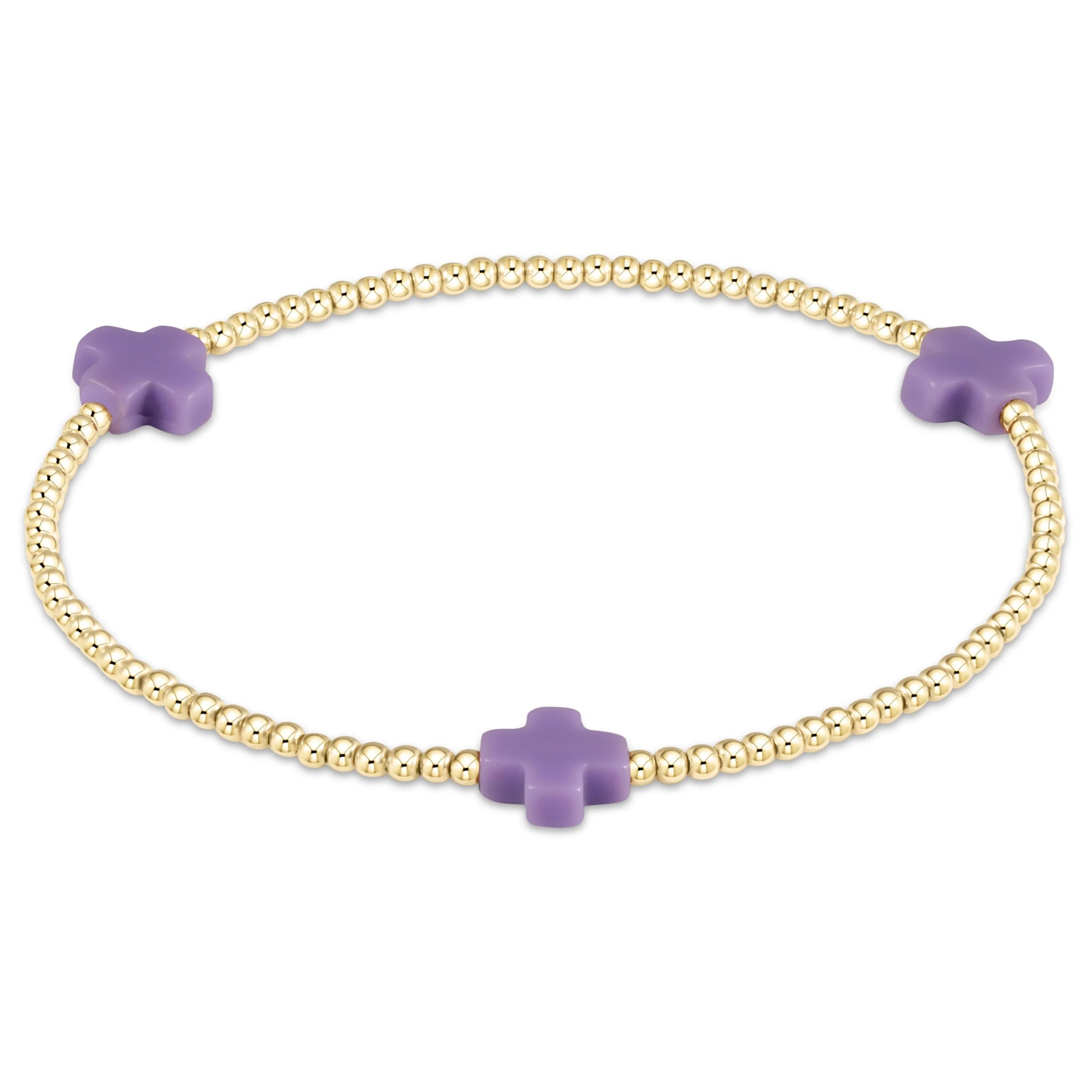 Enewton Signature Cross Gold Pattern 2mm Bead Bracelet- Purple