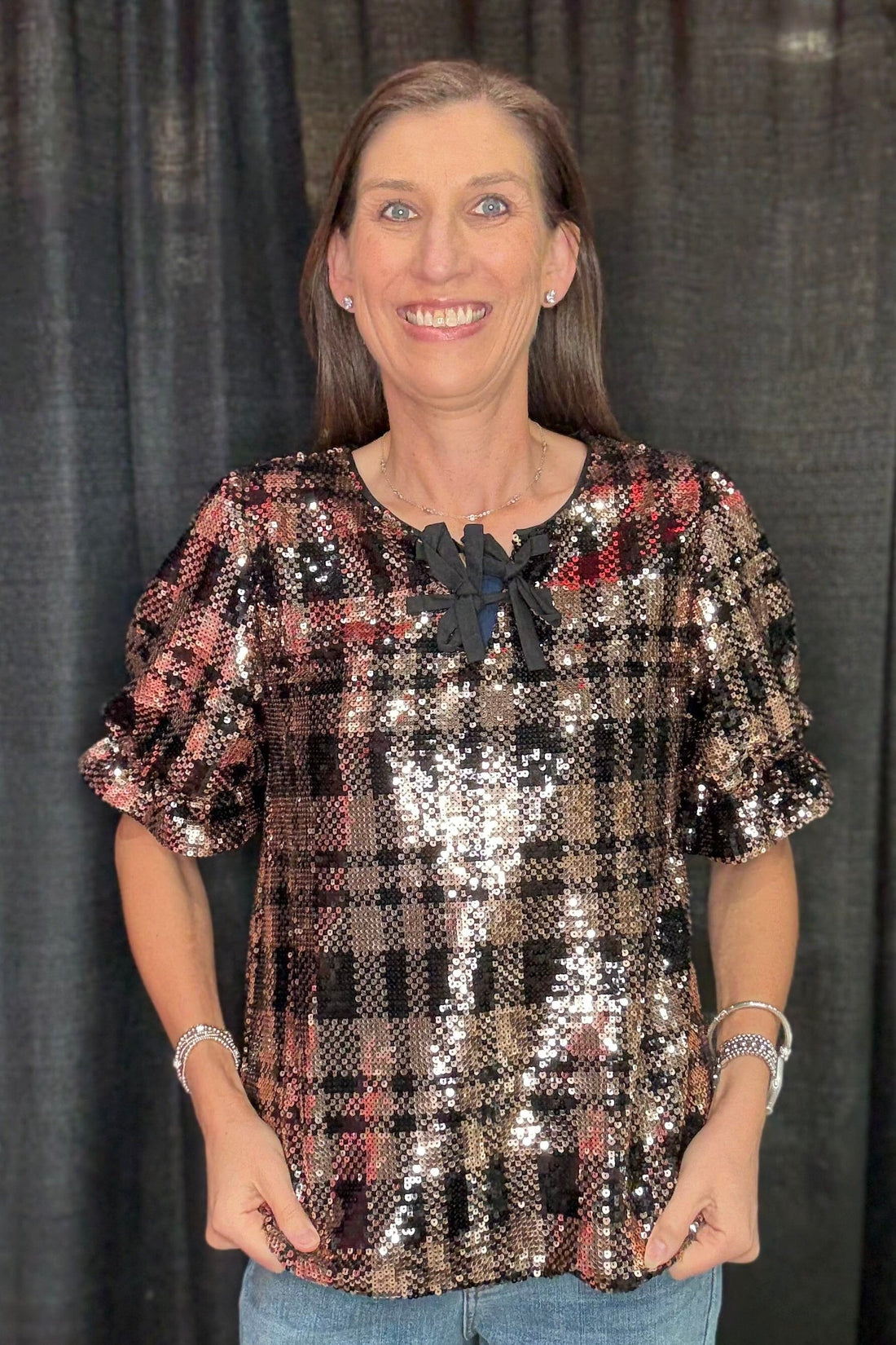 Short Ruffle Sleeve All Over Sequins JR TOP DRESSY JODIFL 