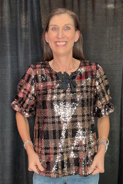 Short Ruffle Sleeve All Over Sequins JR TOP DRESSY JODIFL 