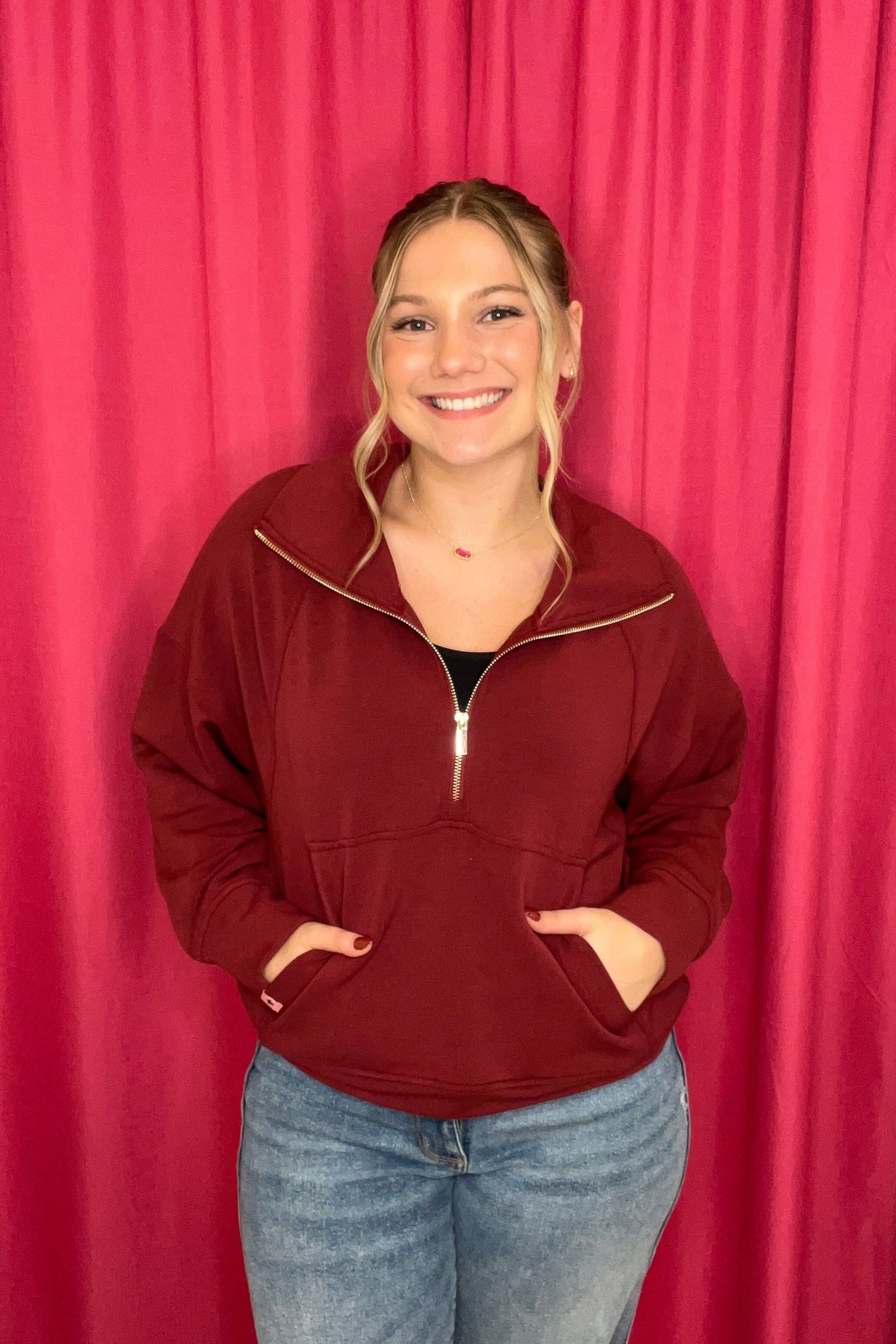 Half Zip Raglan Top JRTOP CASUAL TOP SIMPLY SOUTHERN 
