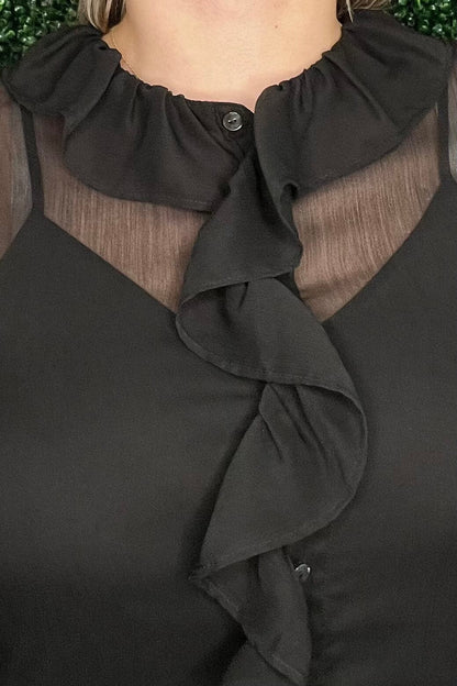 Long Sleeve Ruffle Front Blouse MISSY TOP SPECIAL LIVERPOOL 