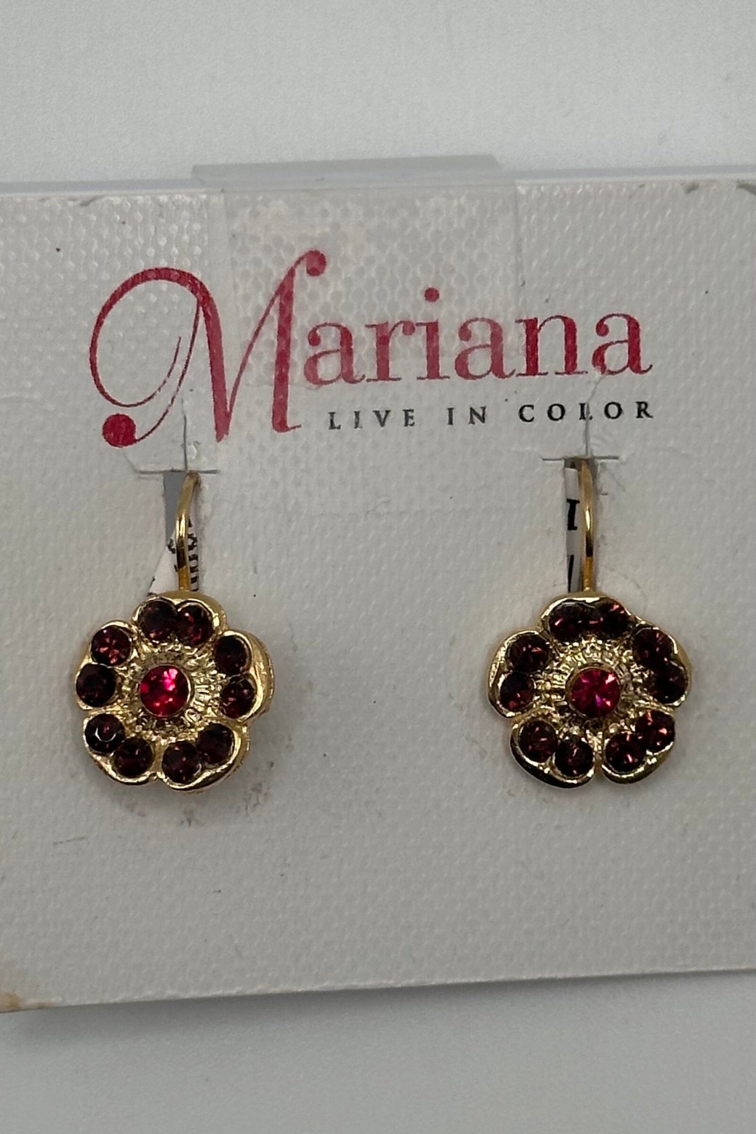 Large Cosmos Post Earrings in "Cranberry Crush" - Yellow Gold BETTERBRANDJEWELRY MICHALSMARIANA 