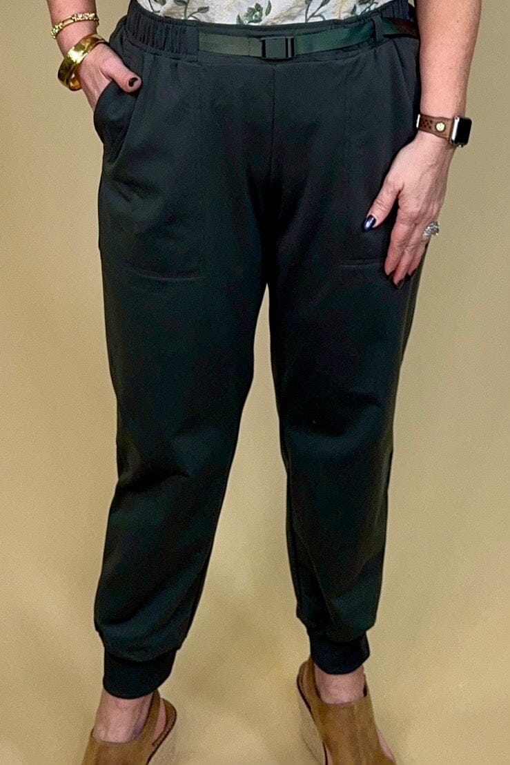 Pull On Jogger Olive w/Belt BOTTOMS ZAC &amp; RACHEL 