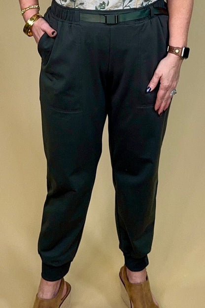 Pull On Jogger Olive w/Belt BOTTOMS ZAC &amp; RACHEL 