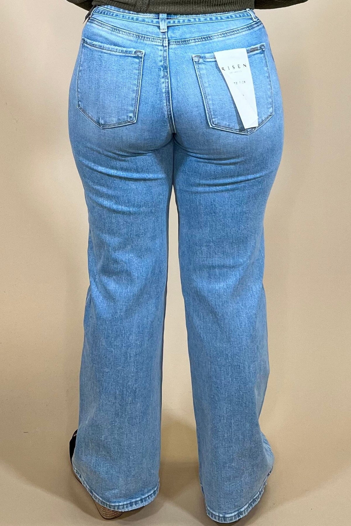 High Rise Wide Leg Jean W/ Waist String JEANS:~~Unassigned~~ RISEN 